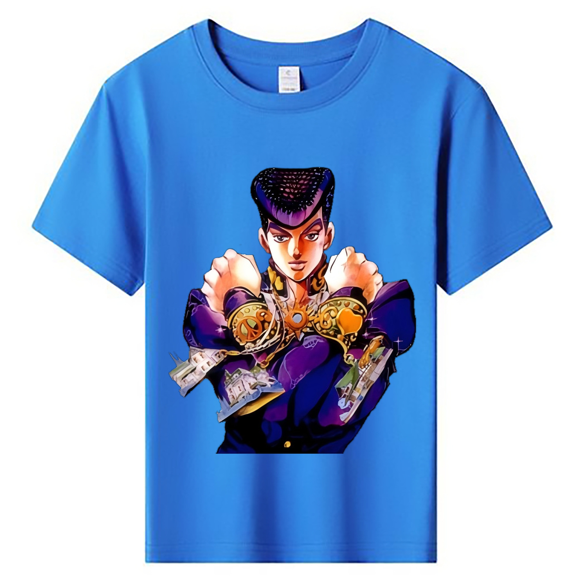 （画像用） ジョジョの奇妙な冒険 ひがしかた じょうすけ JoJo's Bizarre Adventure Higashikata Josuke 綿100％キッズTシャツ（フロントプリント）